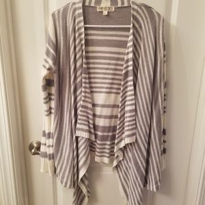 Gray and white striped cardigan
